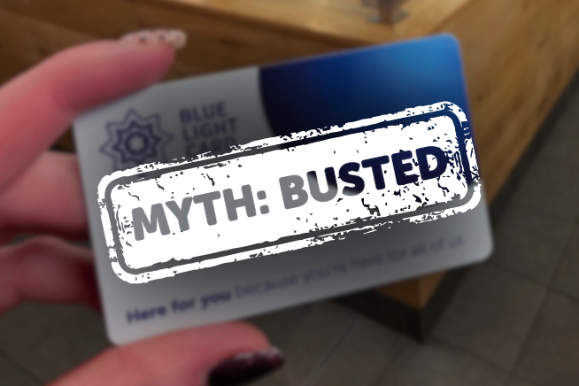 Blue Light Card with Myth: Busted stamp