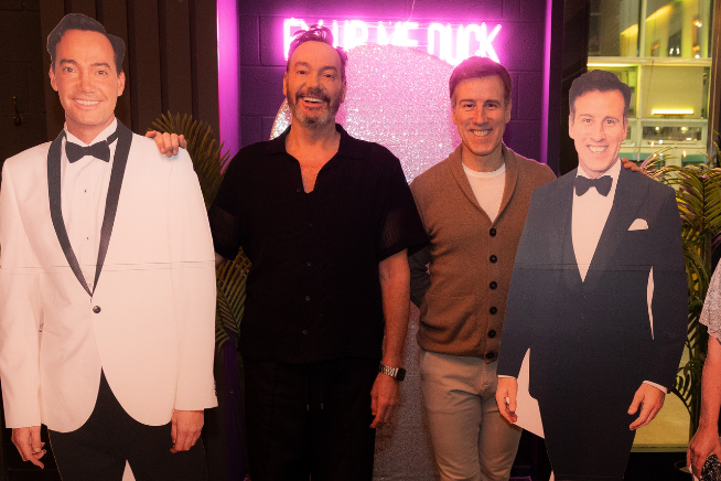 Craid Revel Horwood and Anton Du Beke with cardboard cut outs