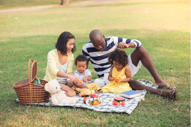 Family enjoying picnic