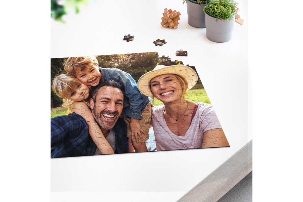 Personalised jigsaw on a table