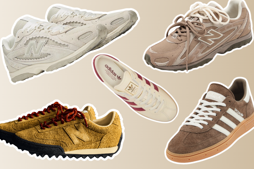 Collage of 5 trainers with suede finishes 