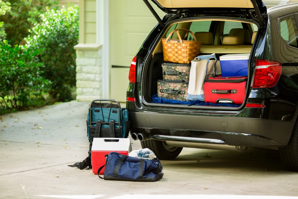 A car packed ready for a staycation