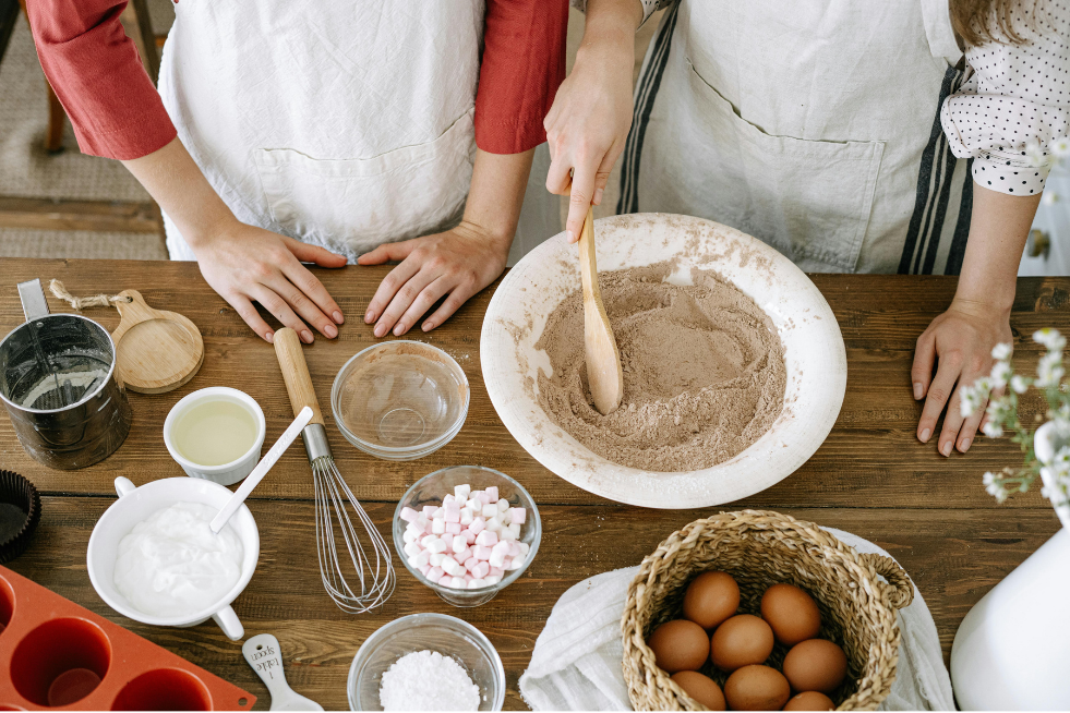 A table full of baking ingredients and implements