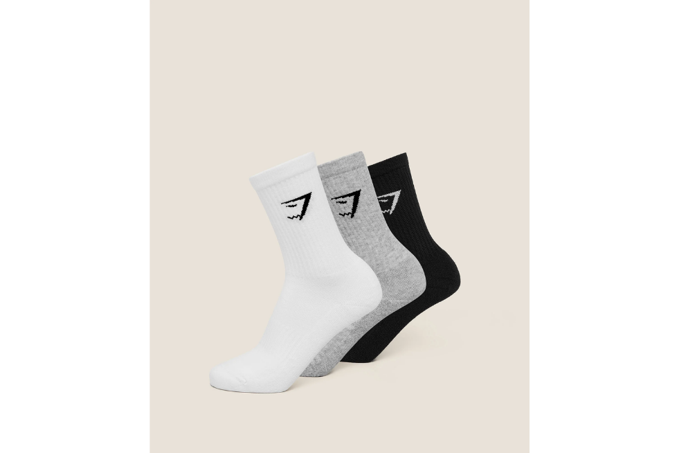 Black, white and grey crew socks