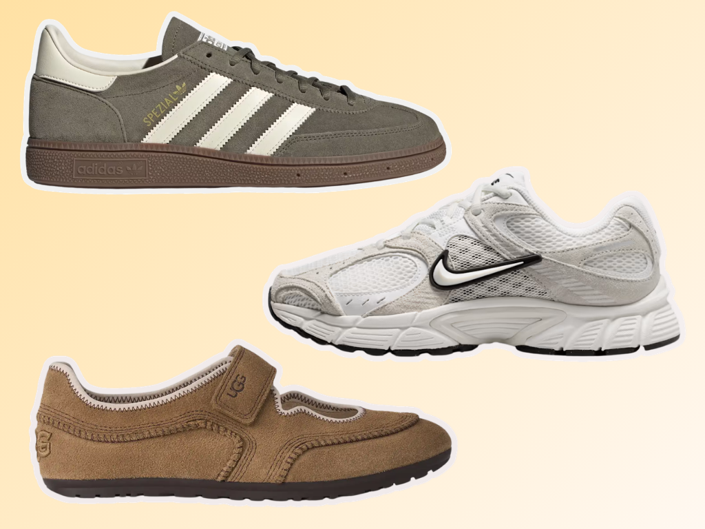 Green, white and beige trainers