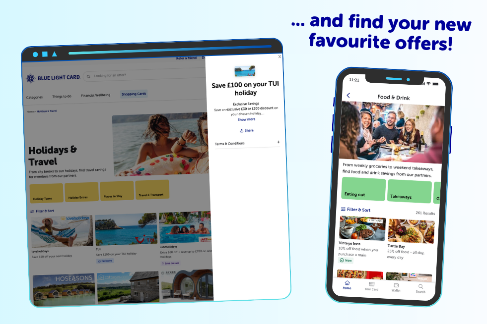 Offers on Blue Light Card website and app