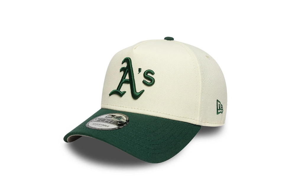 New Era green and white A's cap