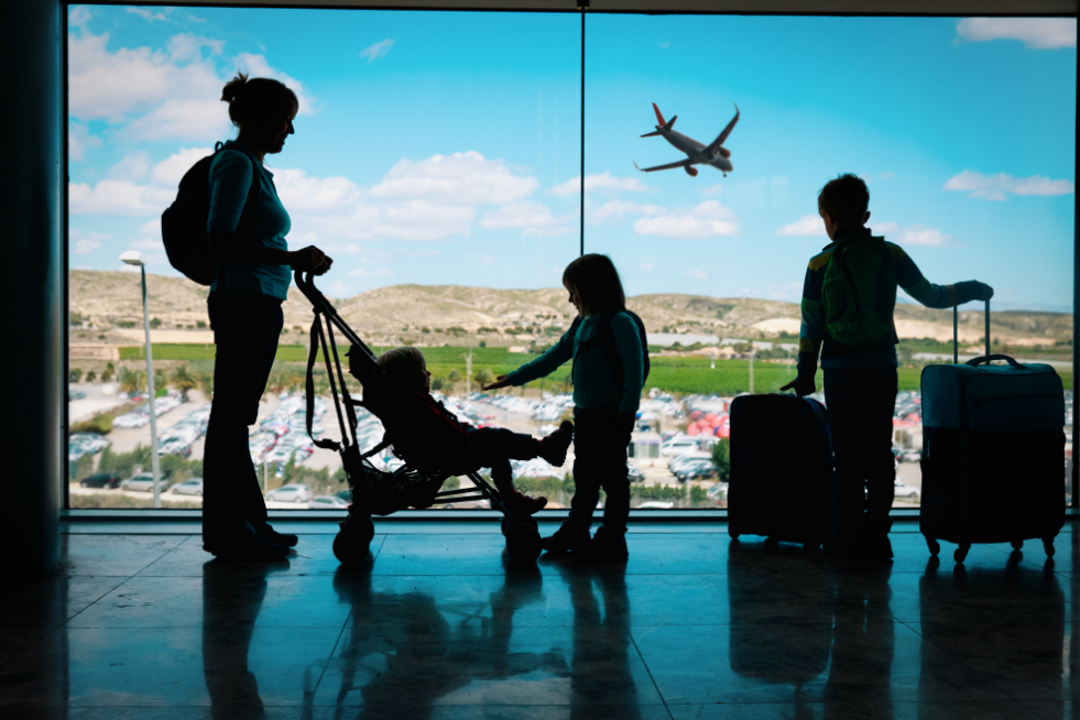 Family at an airport