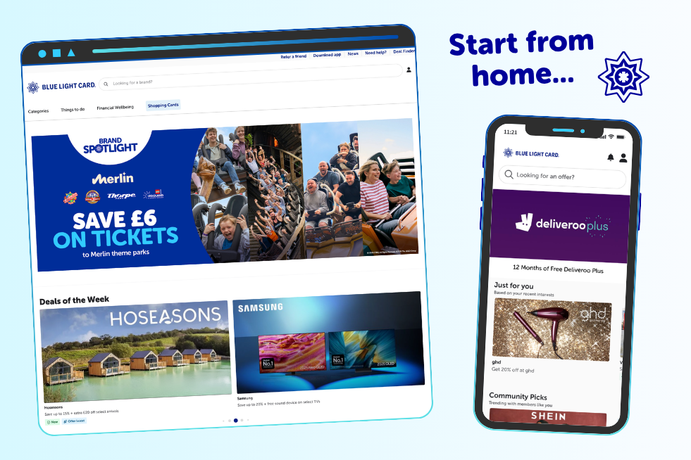 Homepage of Blue Light Card website and app