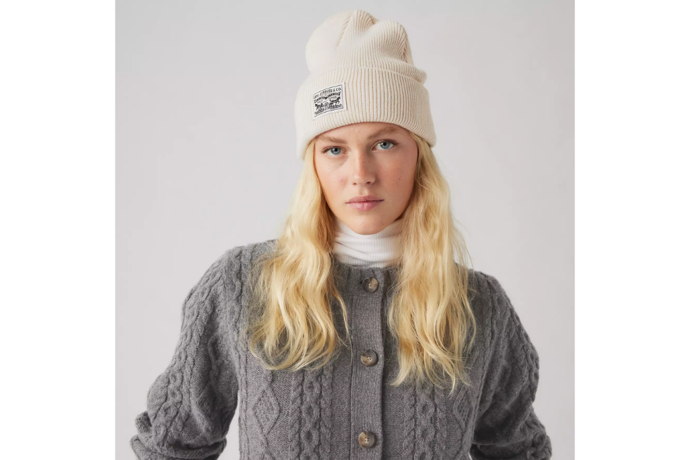Woman wearing a beanie