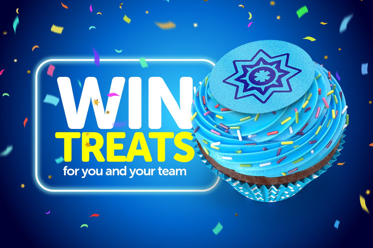 Win treats - celebratory blue cupcake
