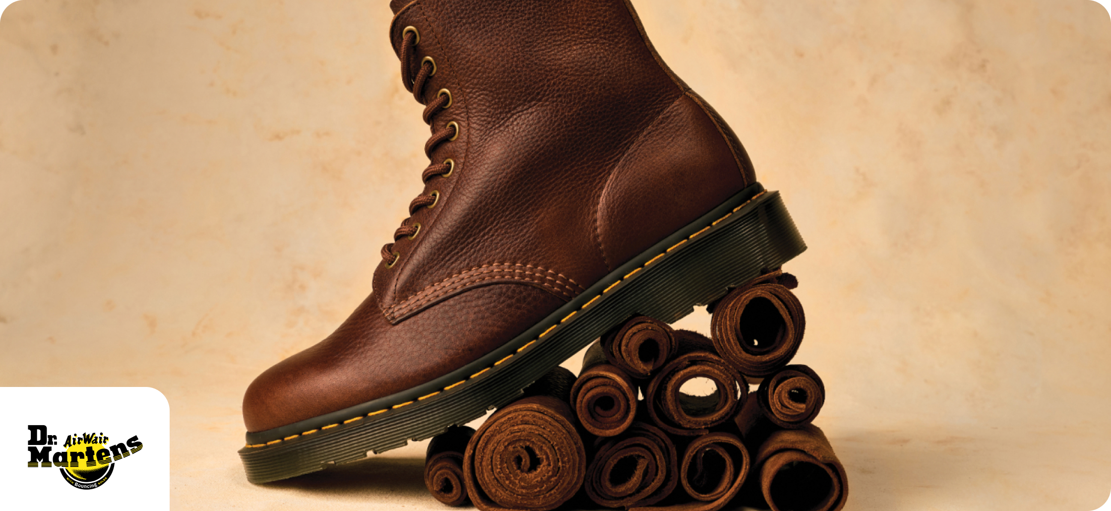 Dr Martens Blue Light Card discounts banner showing a Dr Martens brown leather boot