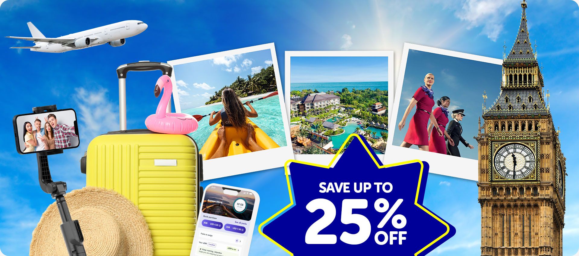 Save up to 25% off travel