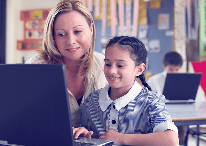 teacher with student