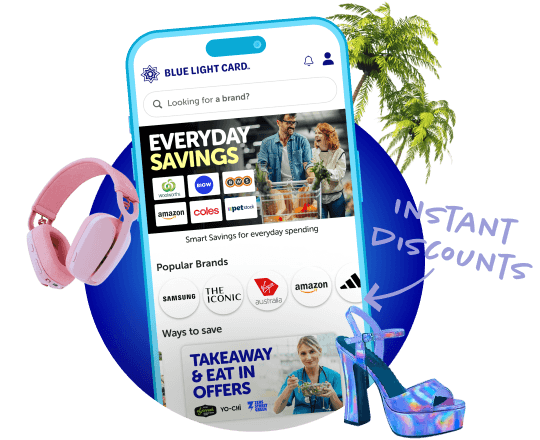 Blue Light Card app showing everyday savings offers and popular brands